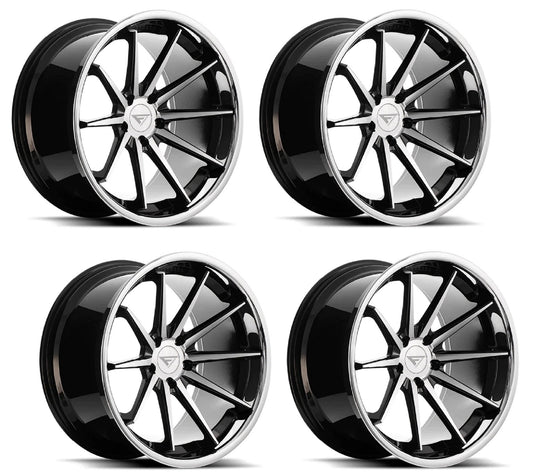 C6-C7 Corvette Wheels: Ferrada FR4 - Machine Face w/ Chrome Lip (Set)