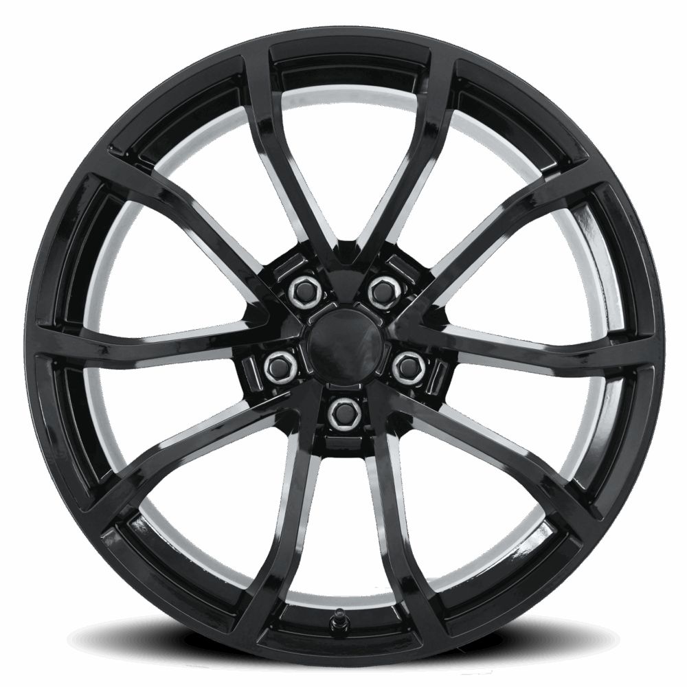 C6 Centennial Cup Corvette Reproduction Wheel - Gloss Black front view