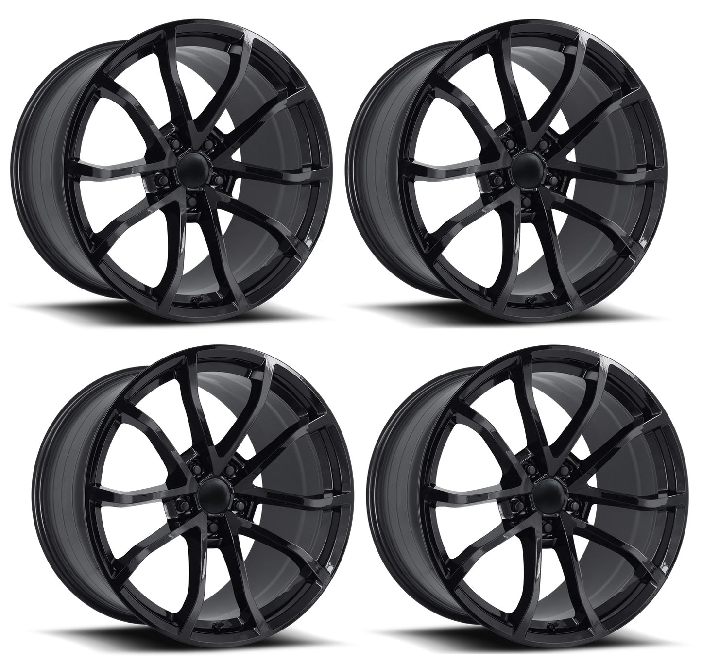 C6 Corvette Centennial Cup Reproduction Wheels - Complete  Gloss Black Set