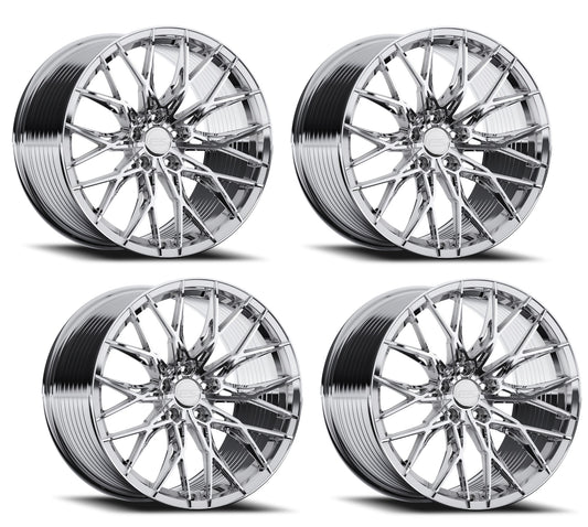 C6 Corvette E5 Sebring Wheels - Complete Chrome Set