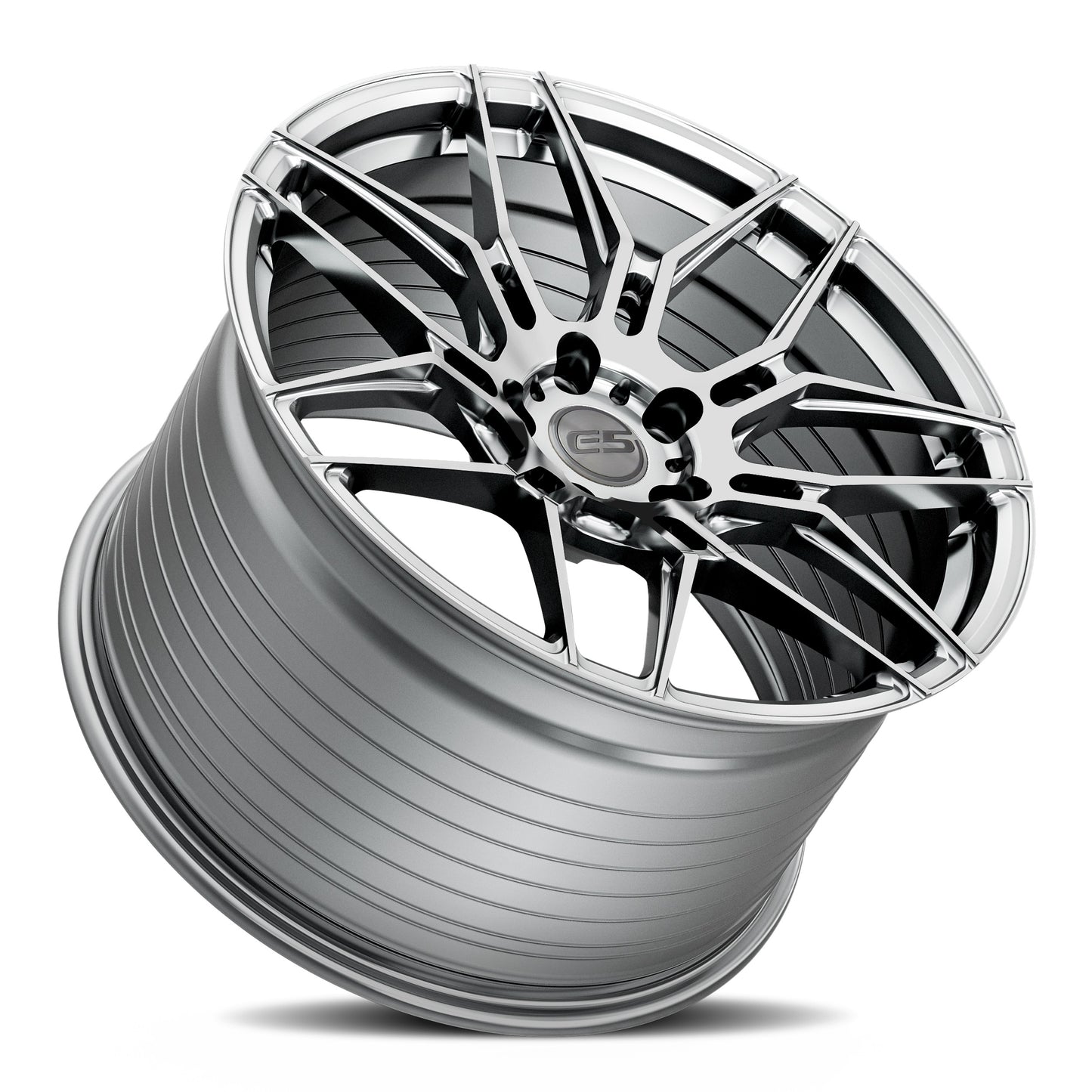 C6 Corvette Wheel – E5 Speedway Brushed Titanium (concave view)