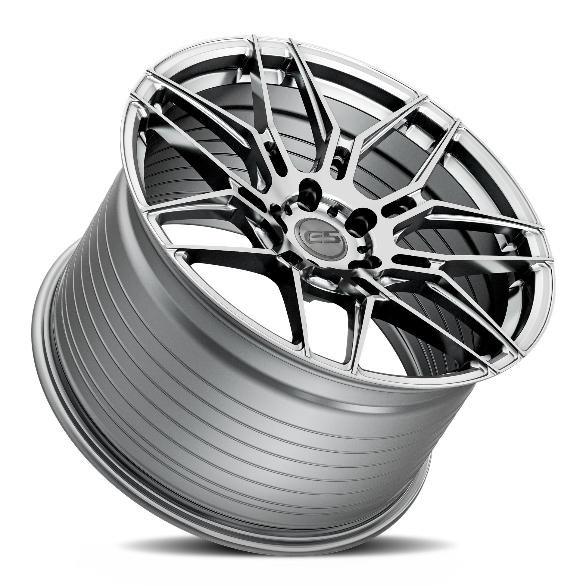 C6 Corvette Wheel – E5 Speedway Brushed Titanium (concave view)