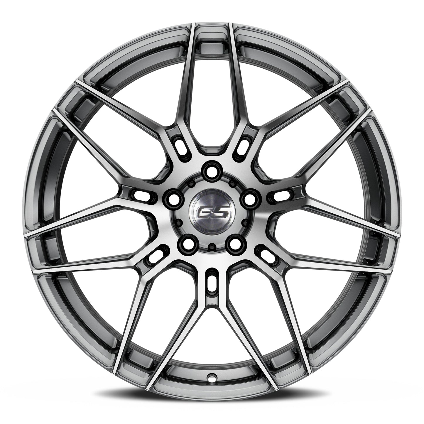 C6 Corvette Wheel – E5 Speedway Brushed Titanium (front view)