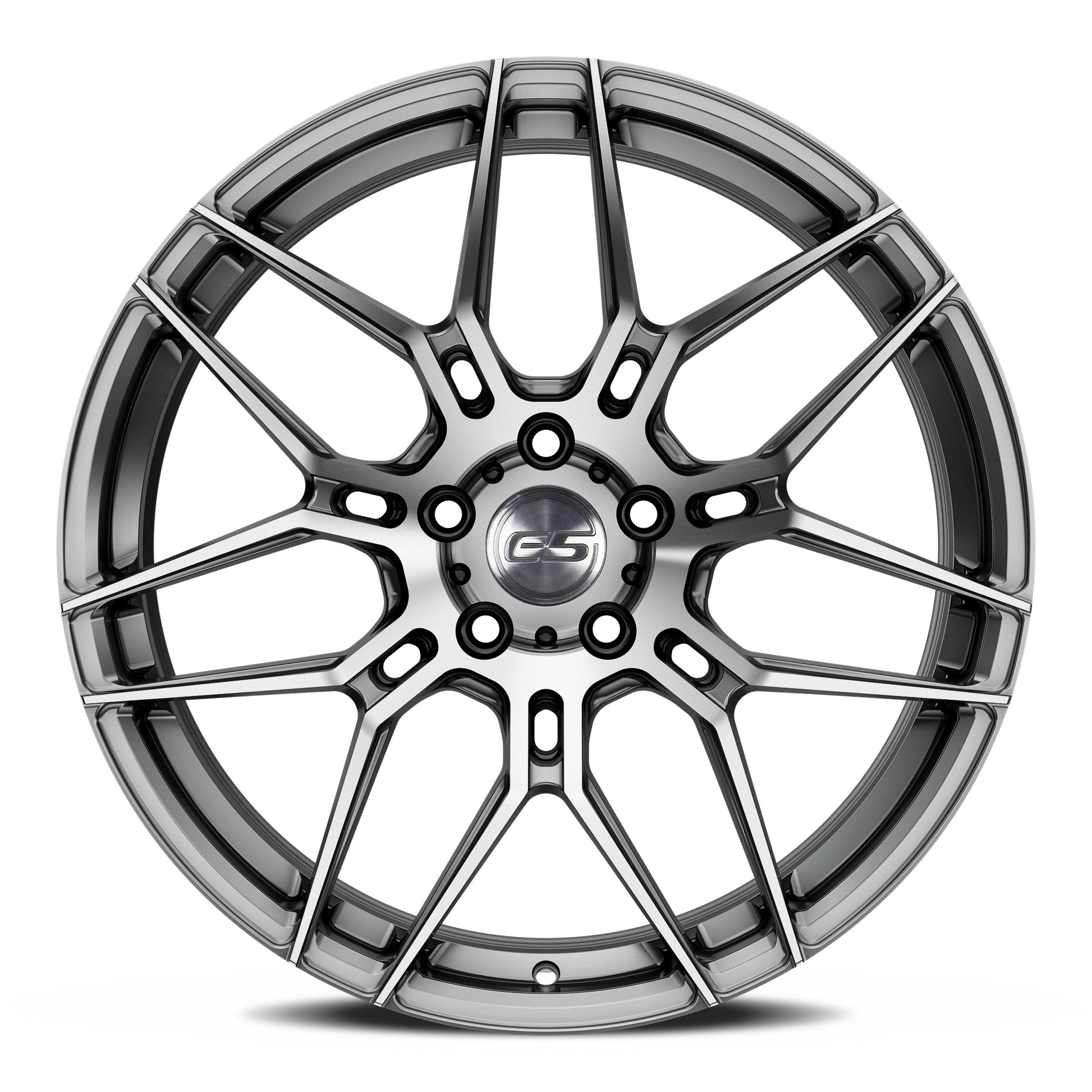 C6 Corvette Wheel – E5 Speedway Brushed Titanium (front view)