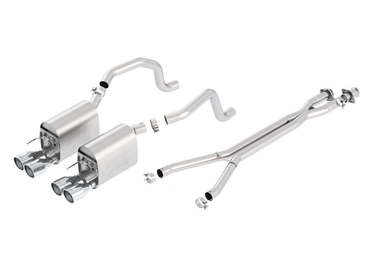 C6 Corvette LS3 Exhaust System: Borla Cat-Back w/ Dual Split 4.0" Polished Angle Cut Tips - ATAK® Sound Level