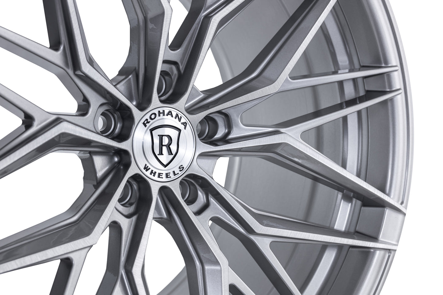 Rohana RFX17 Brushed Titanium Wheel for C6 Corvette (closeup view)