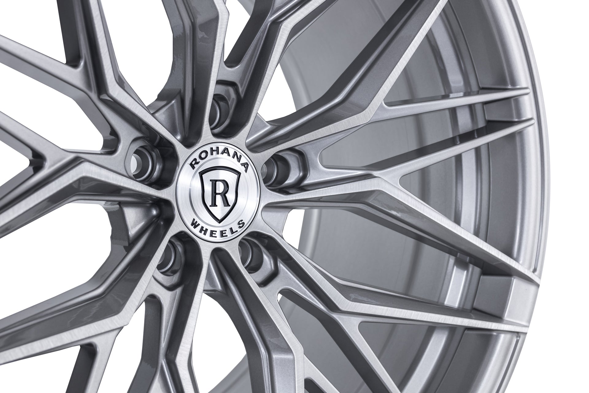 Rohana RFX17 Brushed Titanium Wheel for C6 Corvette (closeup view)