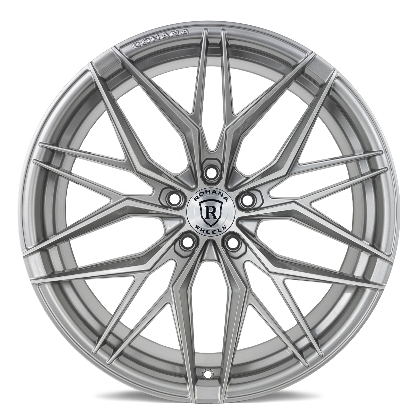 Rohana RFX17 Brushed Titanium Wheel for C6 Corvette (front view)