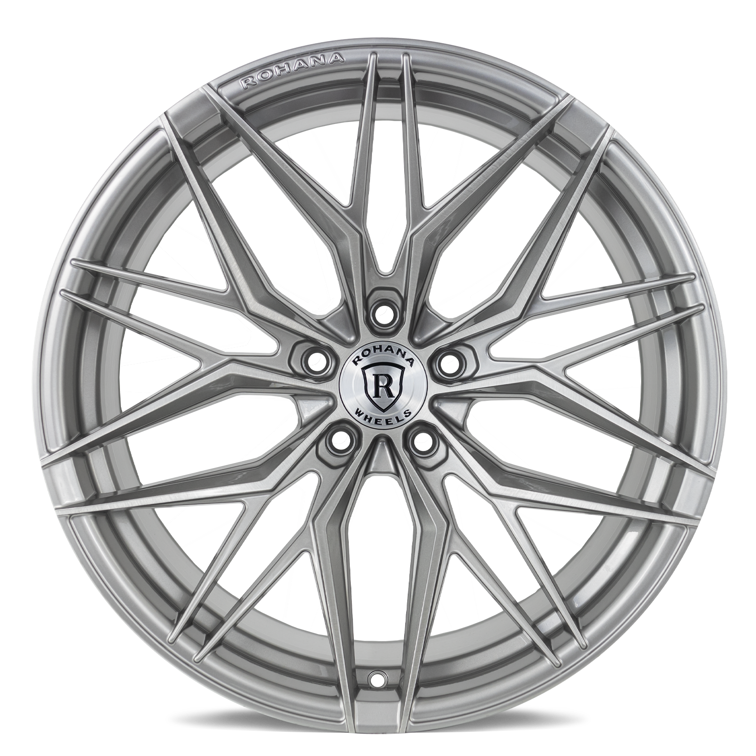 Rohana RFX17 Brushed Titanium Wheel for C6 Corvette (front view)