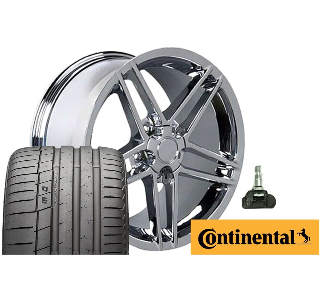 C6 Z06 Corvette Replica Wheel & Tire Package - Chrome Set for  C5 Corvette