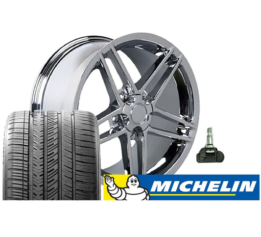 C6 Z06 Corvette Replica Wheel & Tire Package - Chrome Set