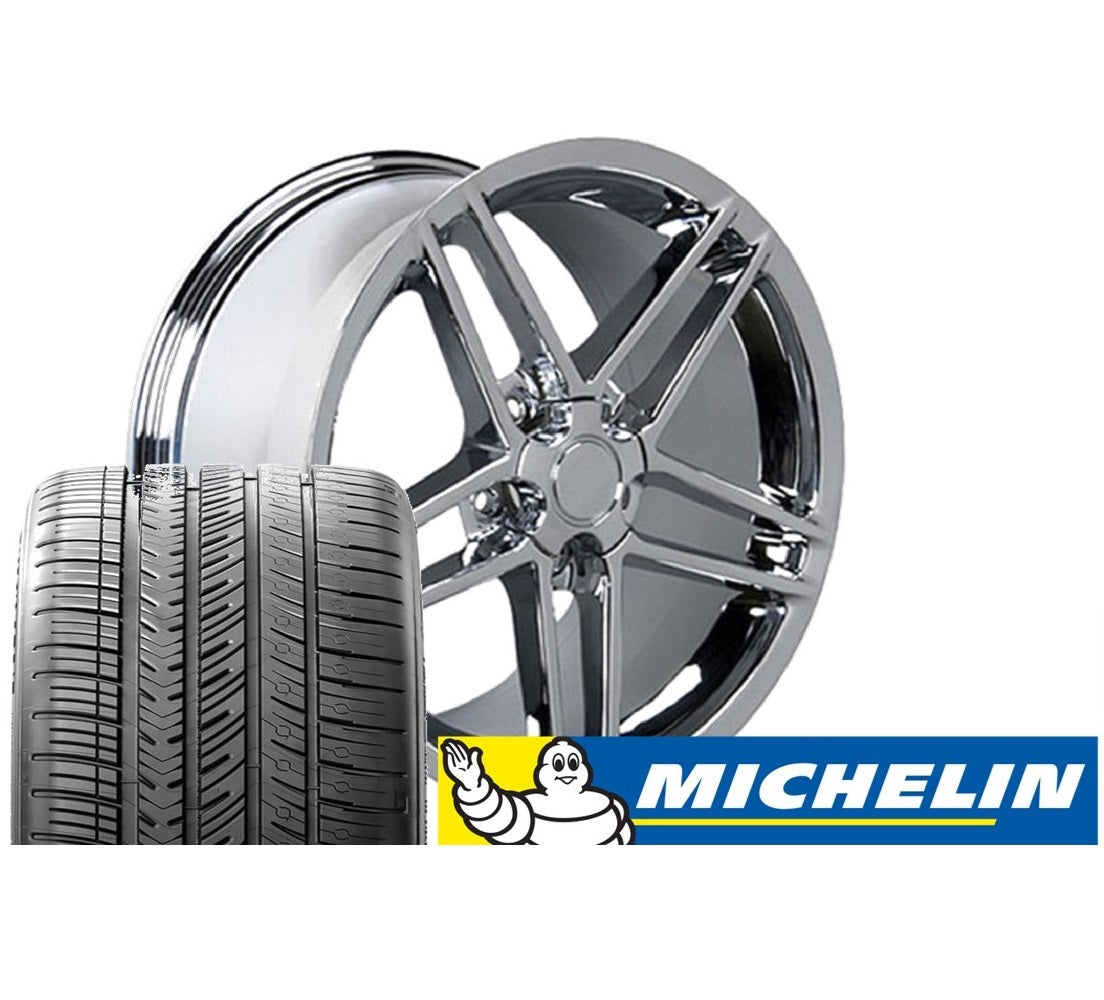 C6 Z06 Corvette Replica Wheel & Tire Package - Chrome Set for C4 Corvettes
