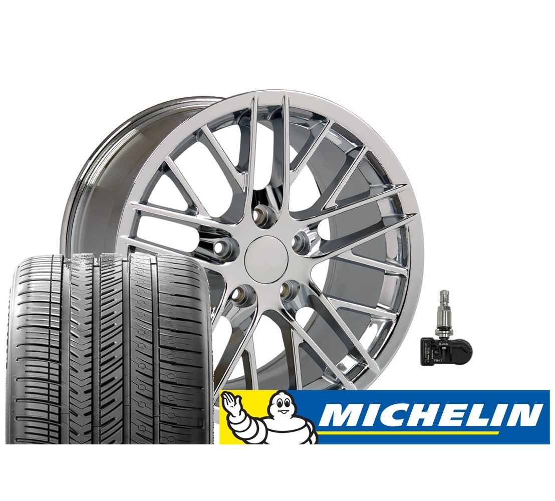 C6 Corvette ZR1 Replica Wheel/Tire Combo - Chrome (Set)