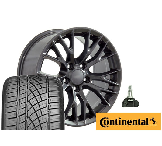 C7 Corvette Z06 Gloss Gunmetal  Replica Wheel and Tire Package for C6 Corvette