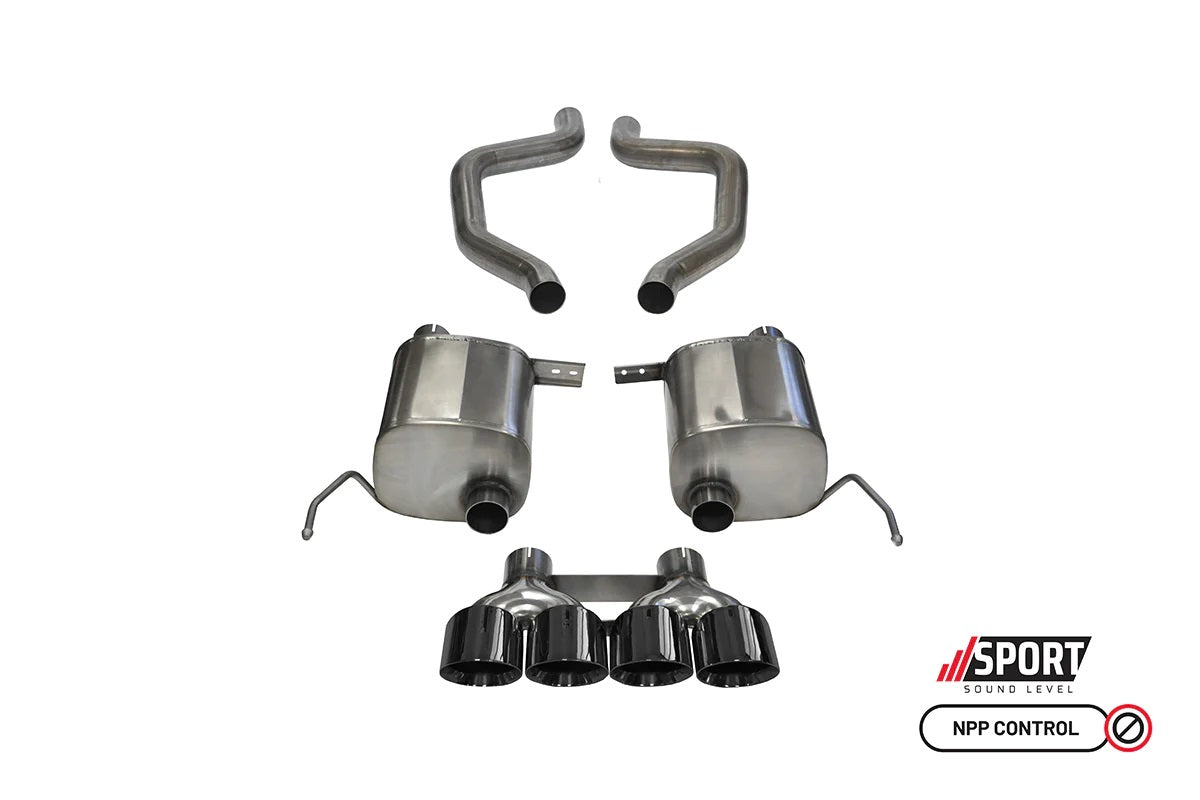C7 Corvette Exhaust System: 2.75 in. Axle-Back SPORT Sound Level w/ Quad 4.5 in. Black Tips | 2015-2019 Z06, GS, ZR1 - Corsa Performance