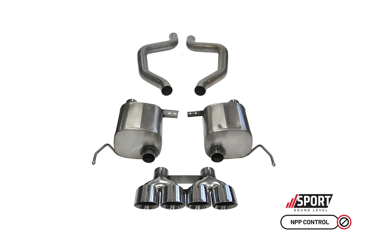 C7 Corvette Exhaust System: 2.75 in. Axle-Back SPORT Sound Level w/ Quad 4.5 in. Polished Tips | 2015-2019 Z06, GS, ZR1 - Corsa Performance