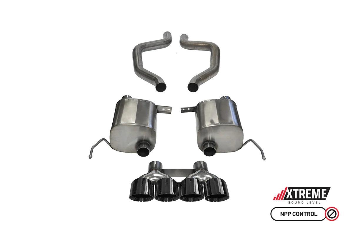 C7 Corvette Exhaust System: 2.75 in. Axle-Back XTREME Sound Level w/ Quad 4.5 in. Black Tips | 2015-2019 Z06, GS, ZR1 - Corsa Performance