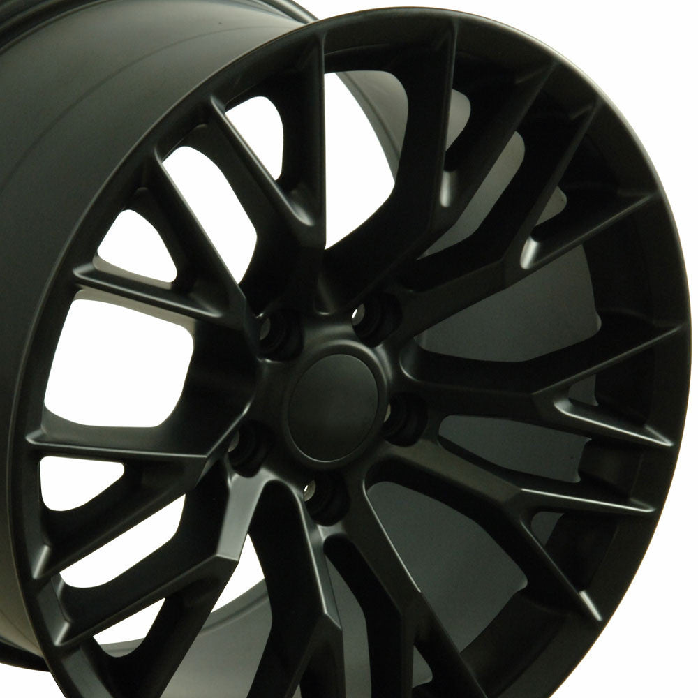C7 Z06 Corvette Replica Wheel – Satin Black for C4 (closeup view)