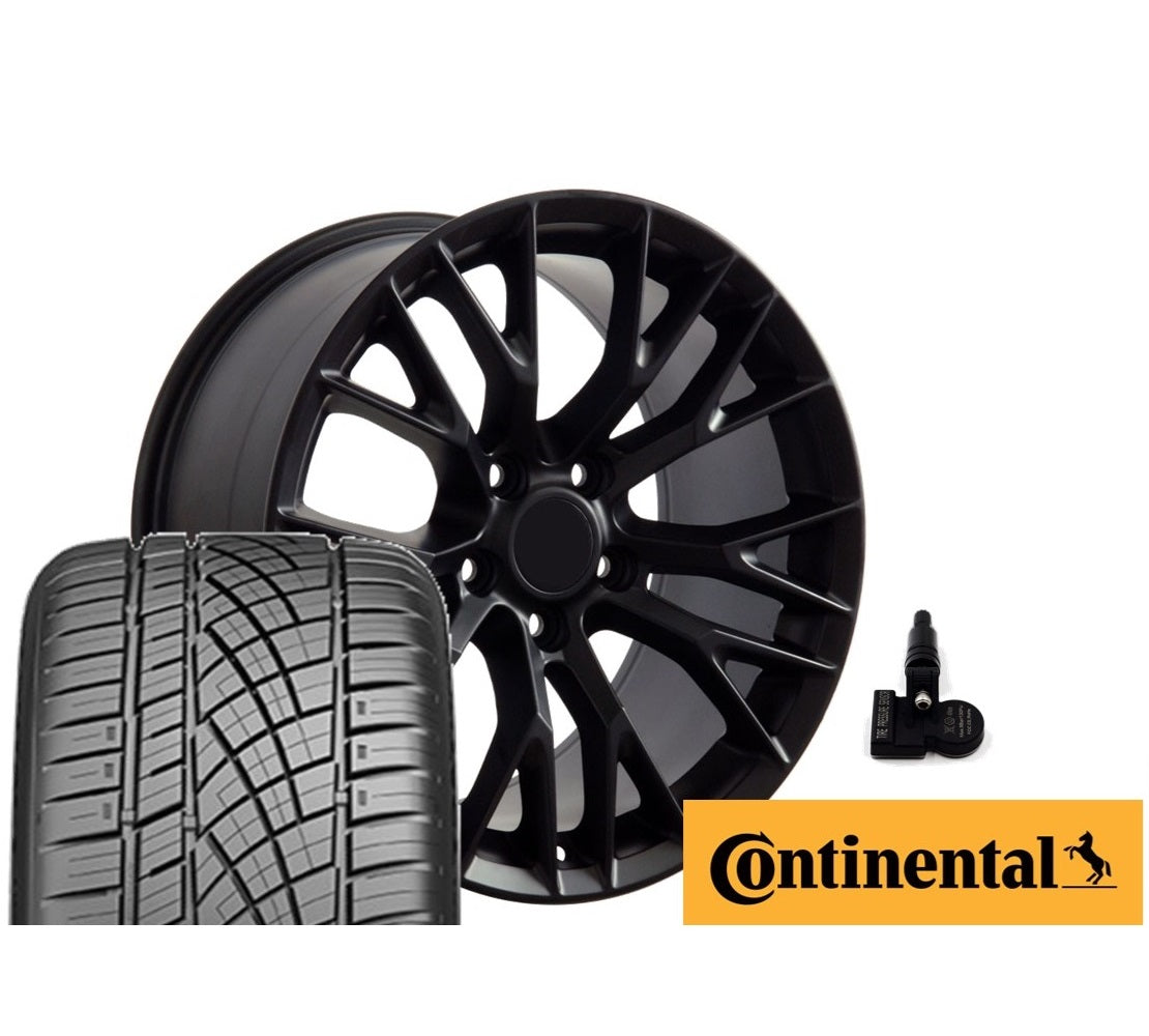 C7 Corvette Z06 Replica Wheel and Tire Combo Sets - Satin Black