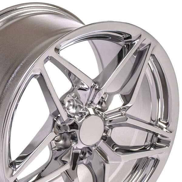C7 Corvette ZR1 Chrome Reproduction Wheel - close up view