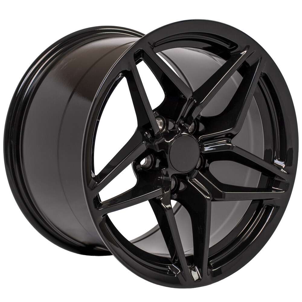 C7 Corvette ZR1 Replica Wheel - Gloss Black alloy wheel on a white background