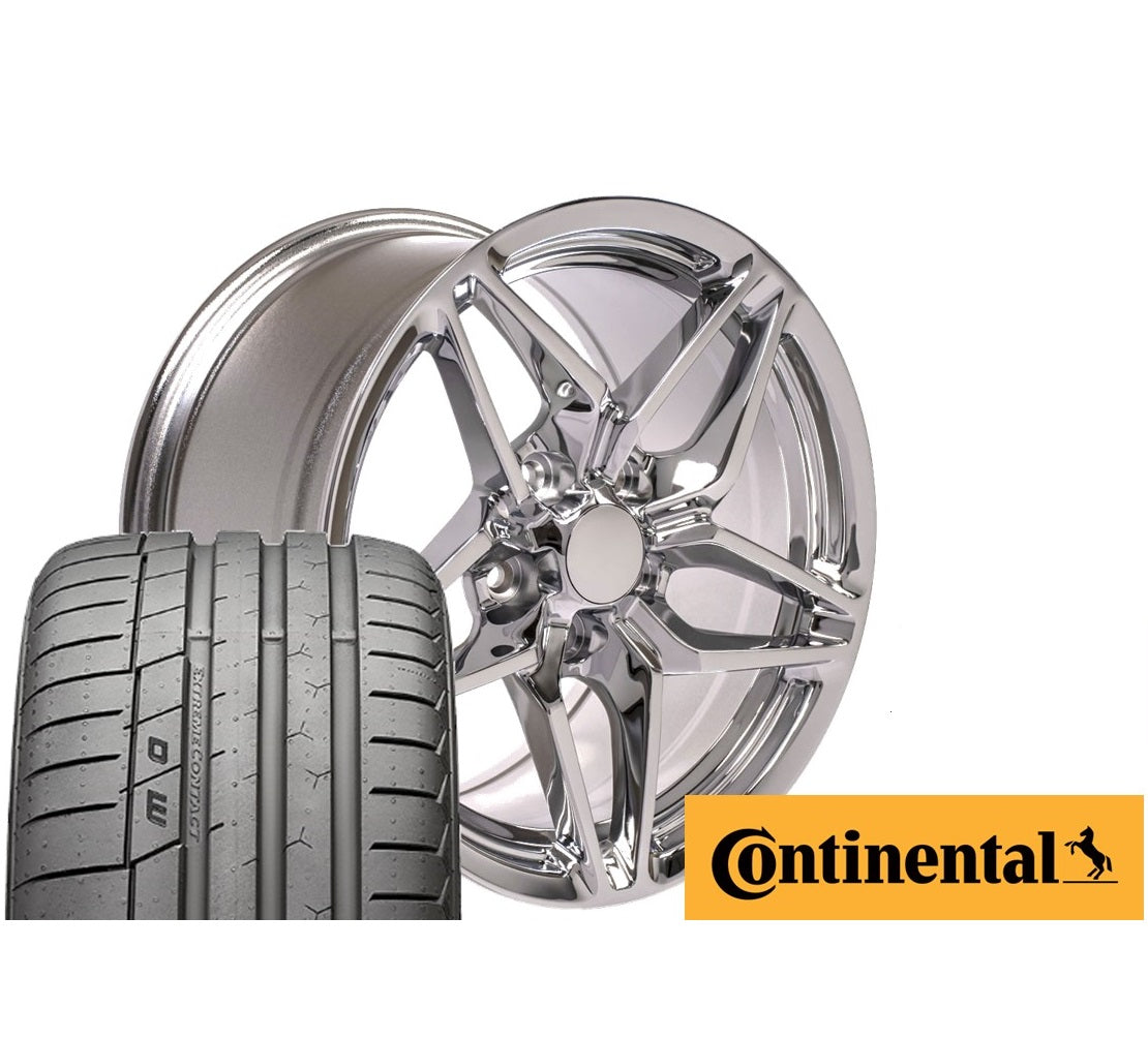 C7 Corvette ZR1 Chrome Replica Wheel & Tire Package for C4 Corvettes