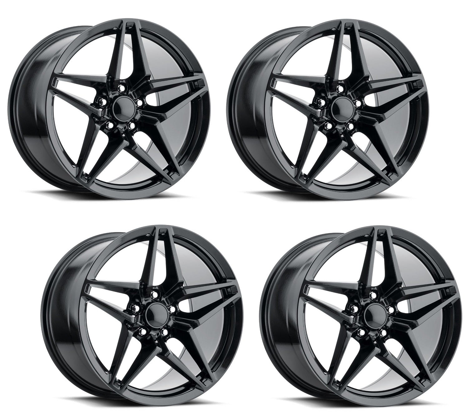 Complete Set of C7 Corvette ZR1 Reproduction Wheels - Satin Black (Set)