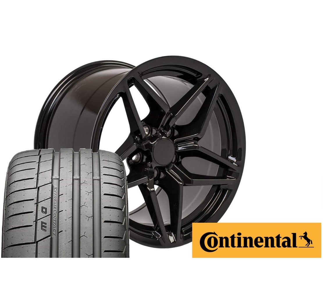 C7 Corvette ZR1 Replica Wheel/Tire Combo - Gloss Black (Set)