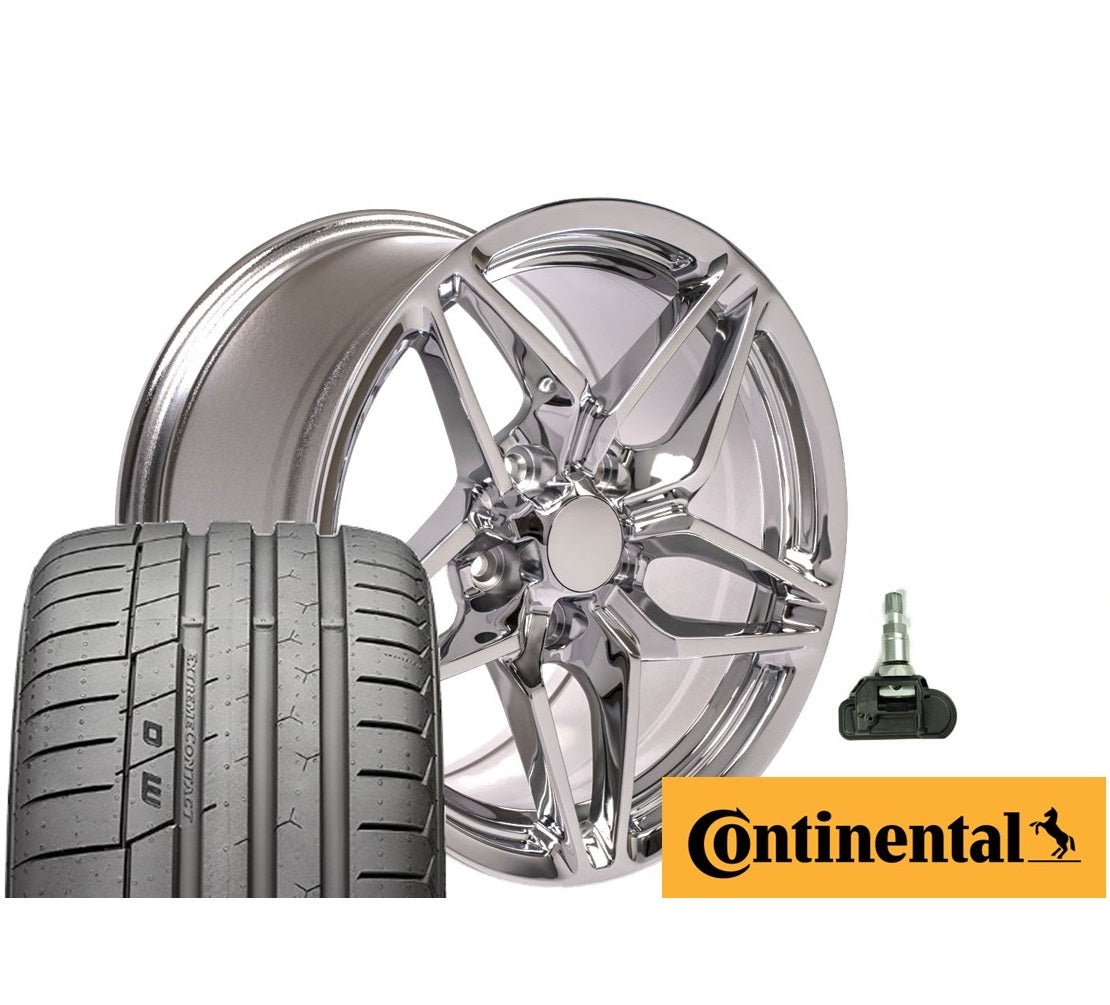 C7 Corvette ZR1 Replica Wheel/Tire Combo - Chrome (Set)