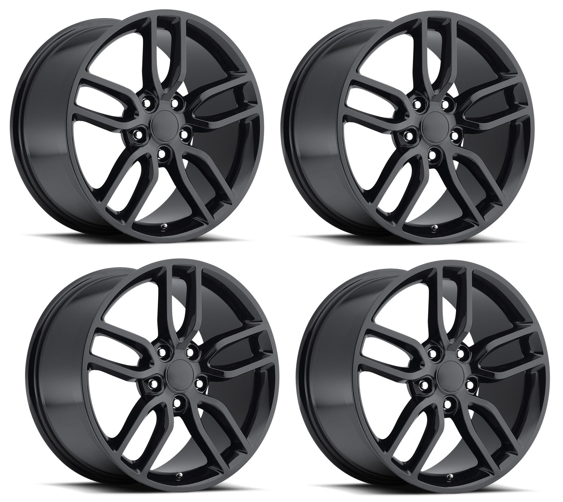 C7 Z51 Corvette Reproduction Wheels - Gloss Black Complete Set