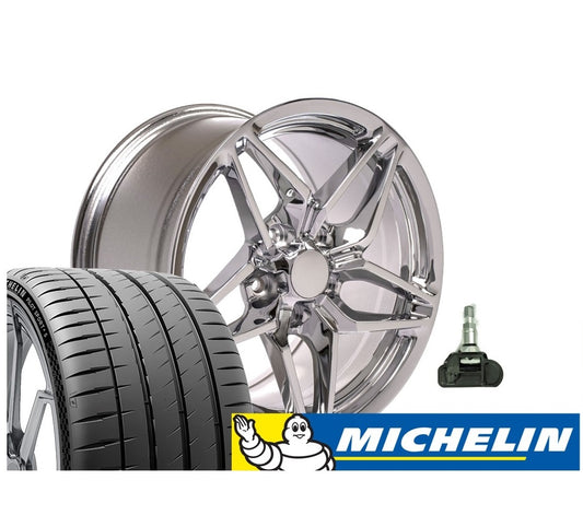 C7 ZR1 Corvette Replica Wheel & Tire Package - Chrome for C5 Corvette