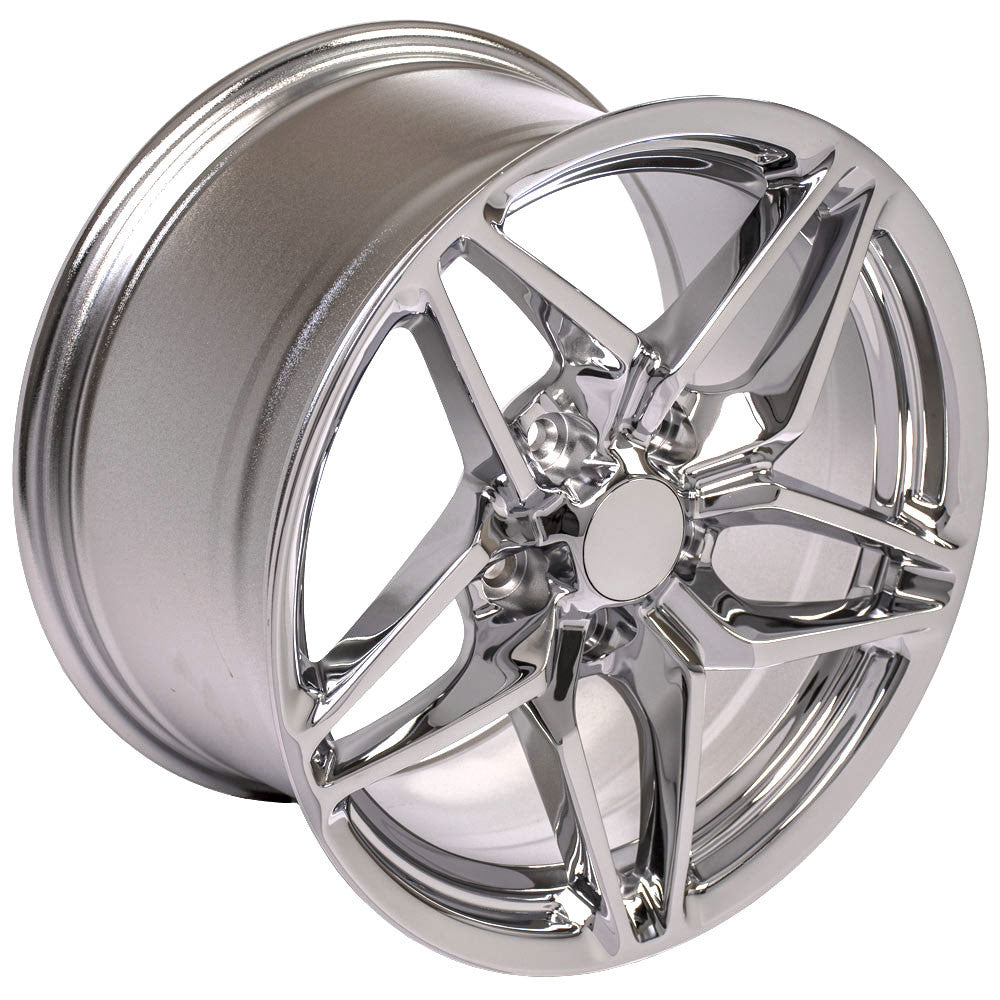 C7 ZR1 Style Corvette Replica Wheel - Chrome angle view