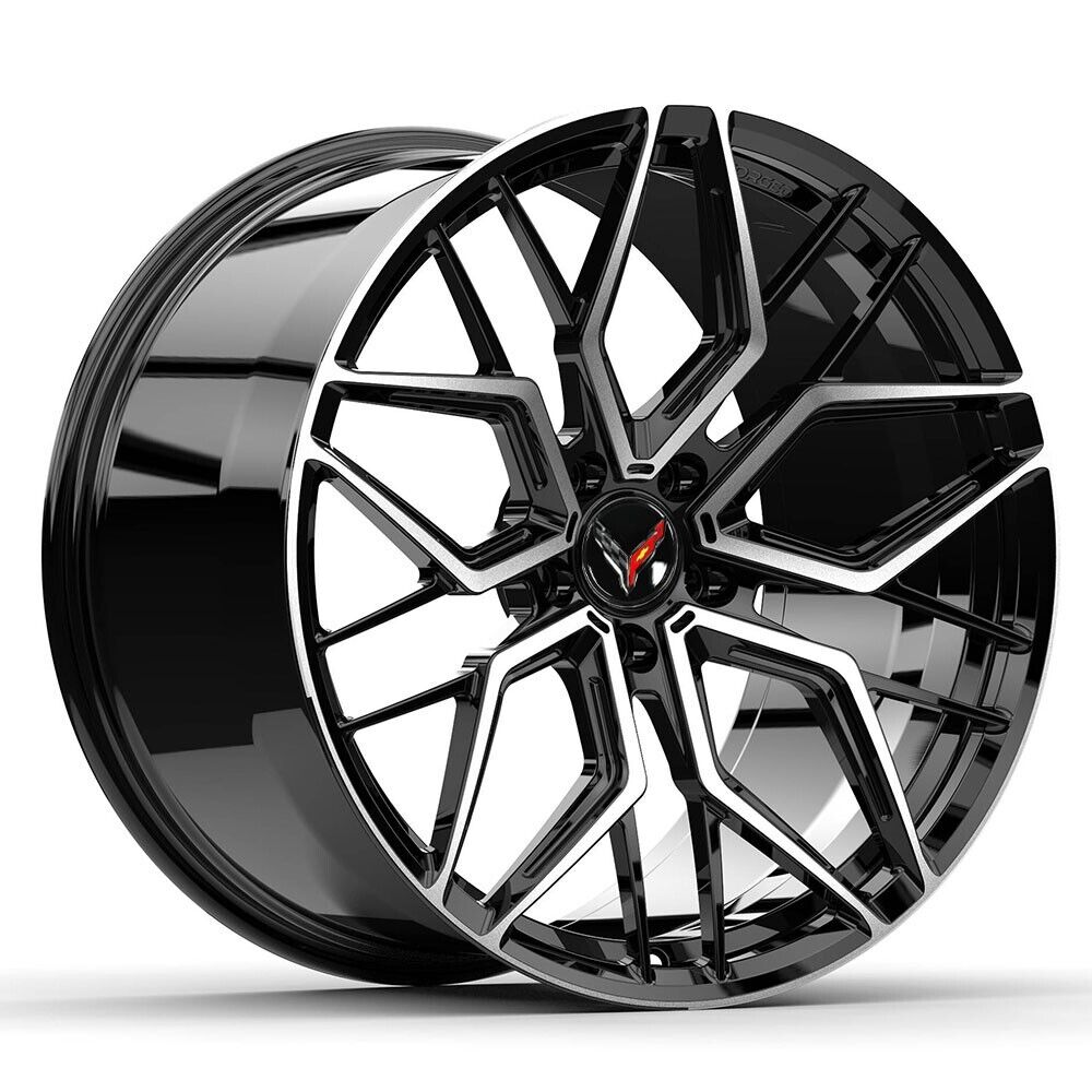 C8 Corvette Wheel: ALT20 FORGED - Gloss Black w/ Brushed Face