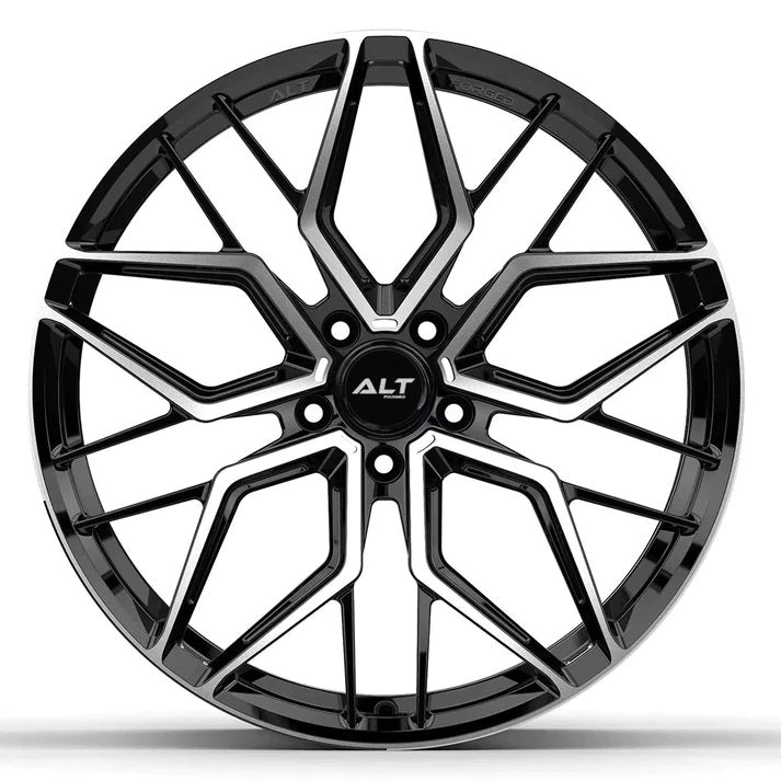 C8 Corvette Wheel: ALT20 FORGED - Gloss Black w/ Brushed Face (face)