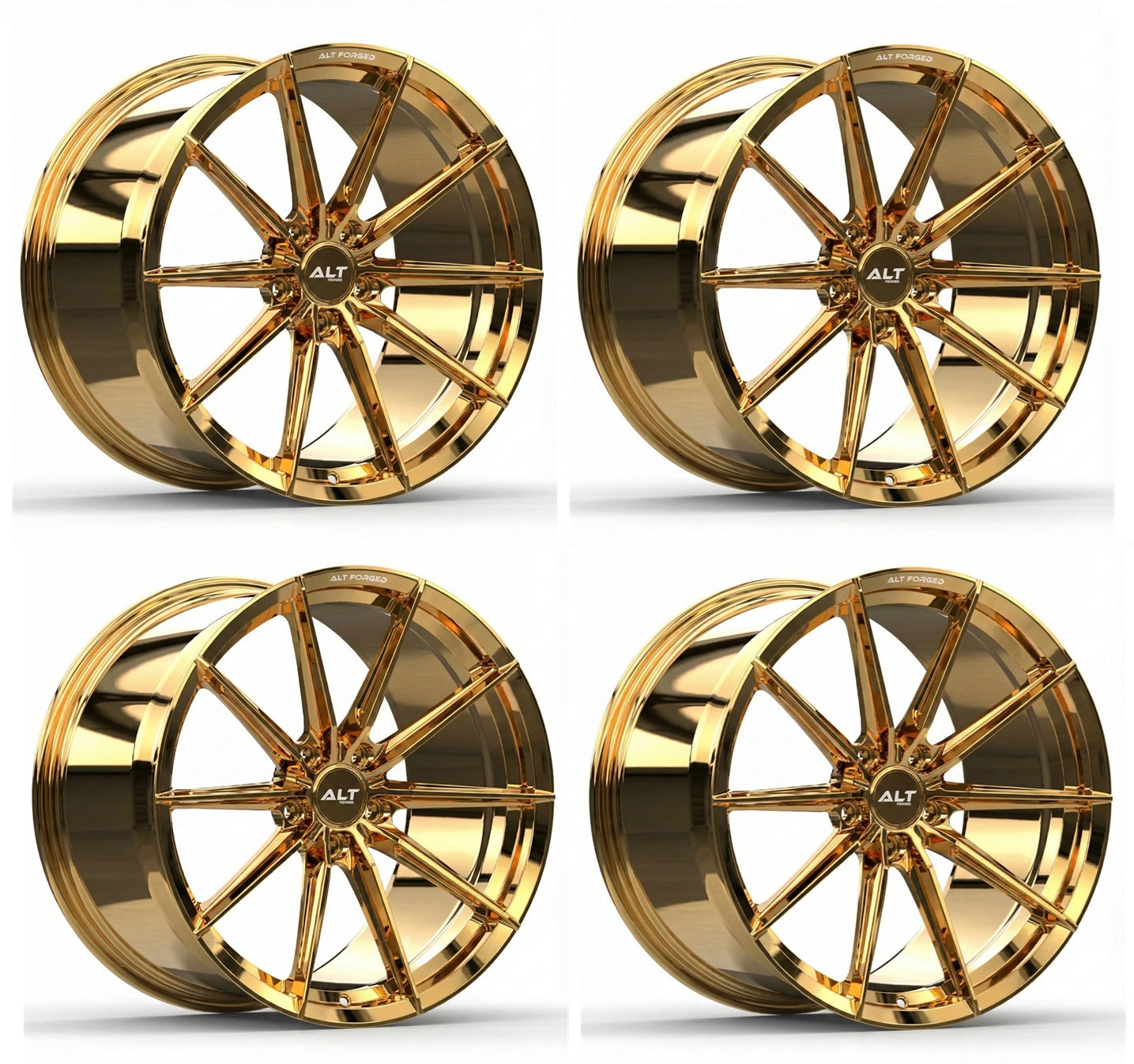 C8 Corvette Wheels: ALT6 FORGED - Gold Chrome (Set)