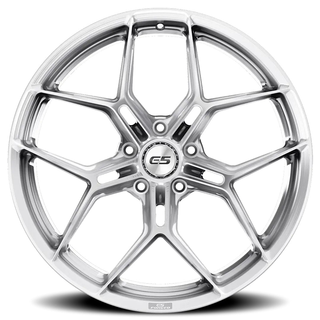 C8 Corvette Wheels: E5 Talladega - Brushed Aluminum (front view)