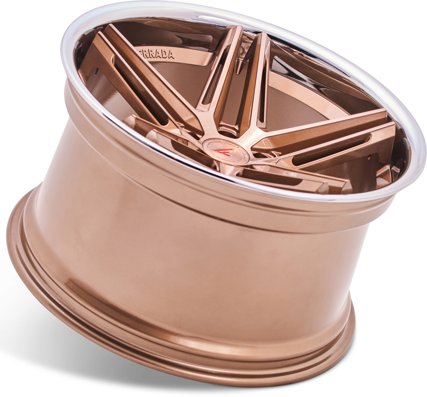 C8 Corvette Wheels: Ferrada CM1 - Brushed Cobre w/ Chrome Lip (concave view)