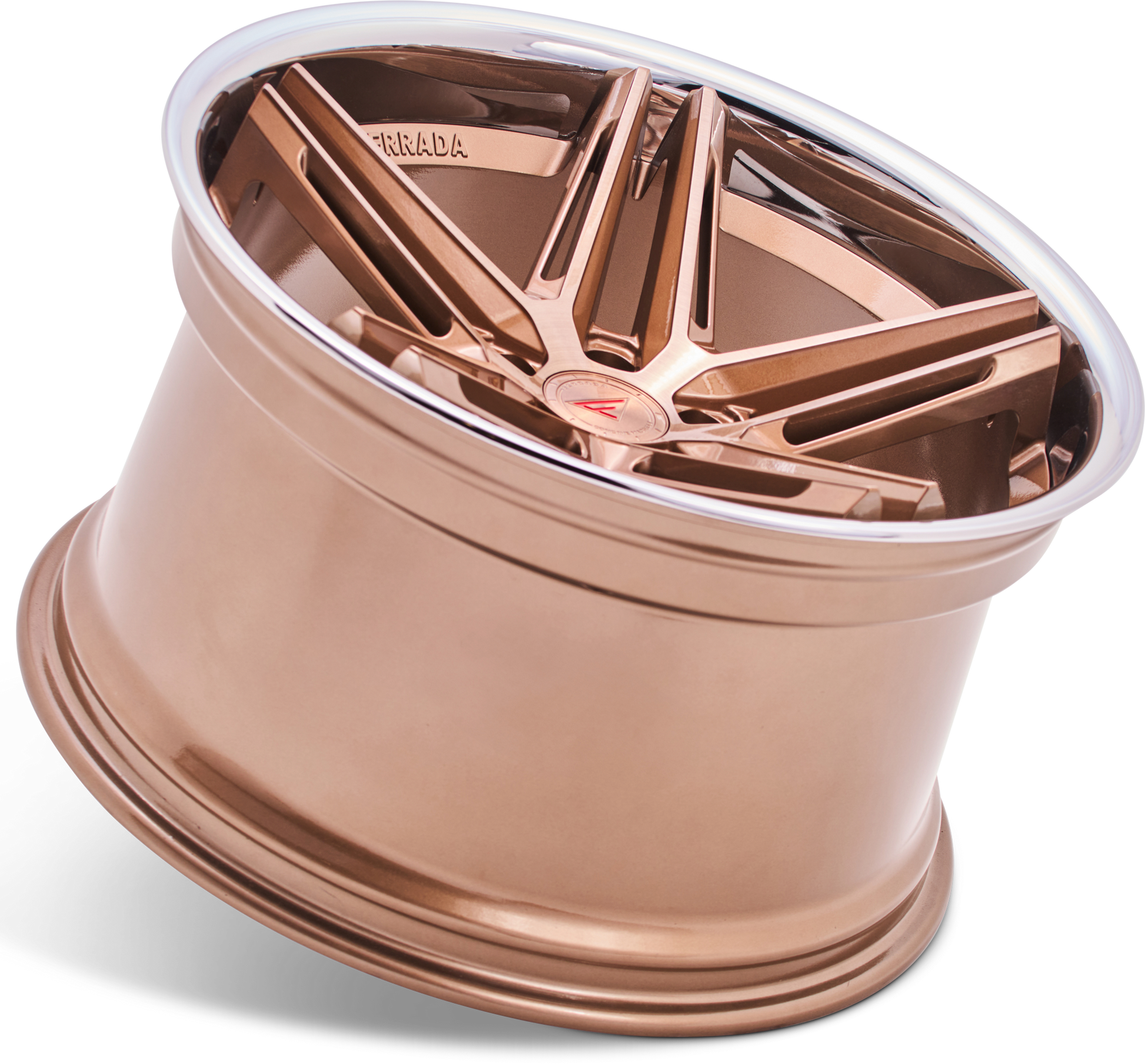 C8 Corvette Wheels: Ferrada CM1 - Brushed Cobre w/ Chrome Lip (concave view)