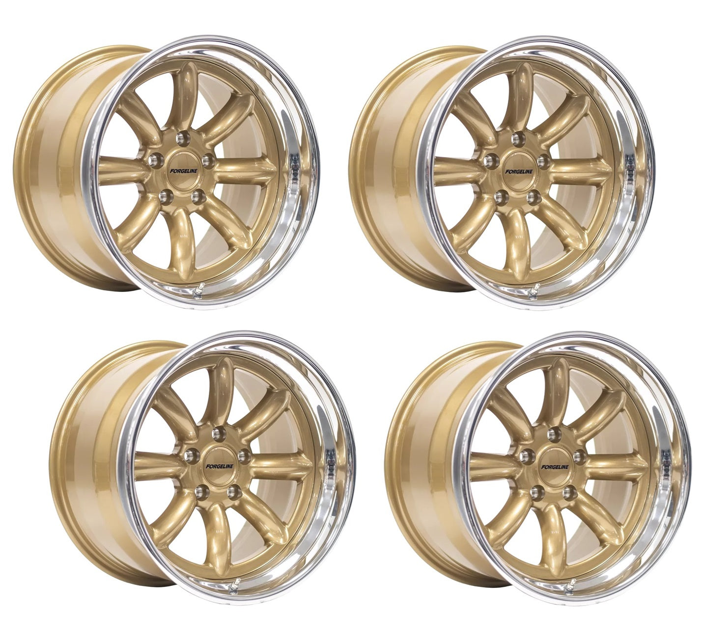 C8 Corvette Wheels: Forgeline MLT3 - Motorsport Gold w/ Polished Lip (Set)