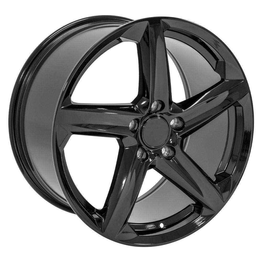 C8 Corvette Z06 Gloss Black Replica Wheel Angled View