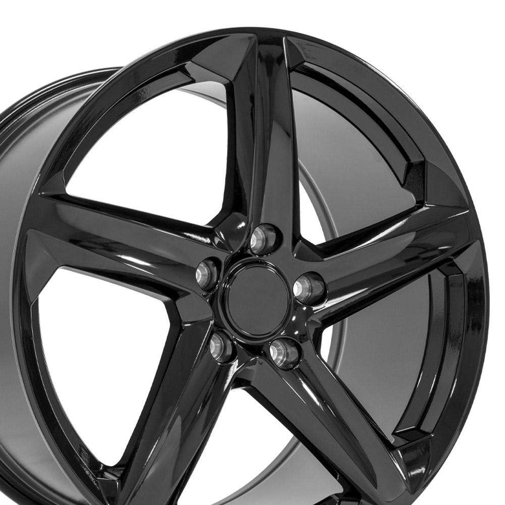C8 Corvette Z06 Gloss Black Replica Wheel Close Up View