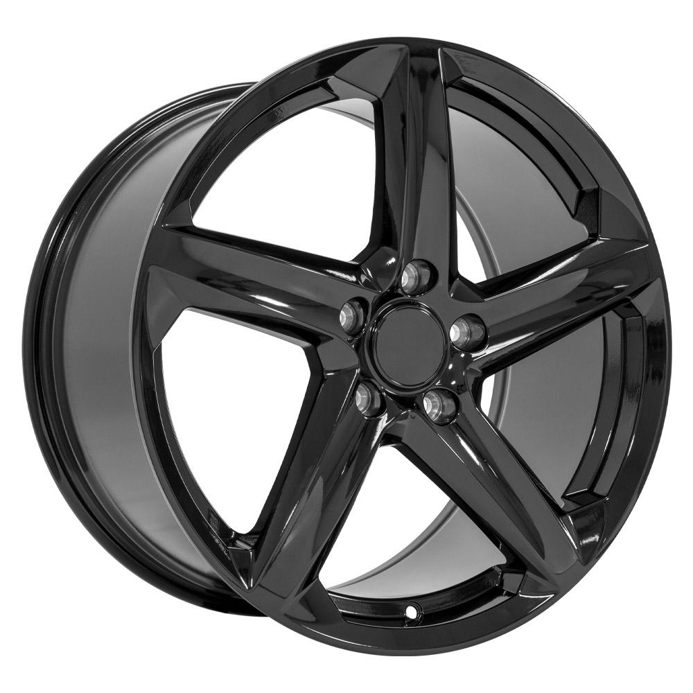 C8 Corvette Z06 Gloss Black Replica Wheel Front View