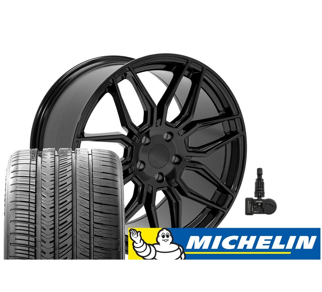 C8 Corvette Z06 Spider Replica Wheel/Tire Combo - Gloss Black (Set)