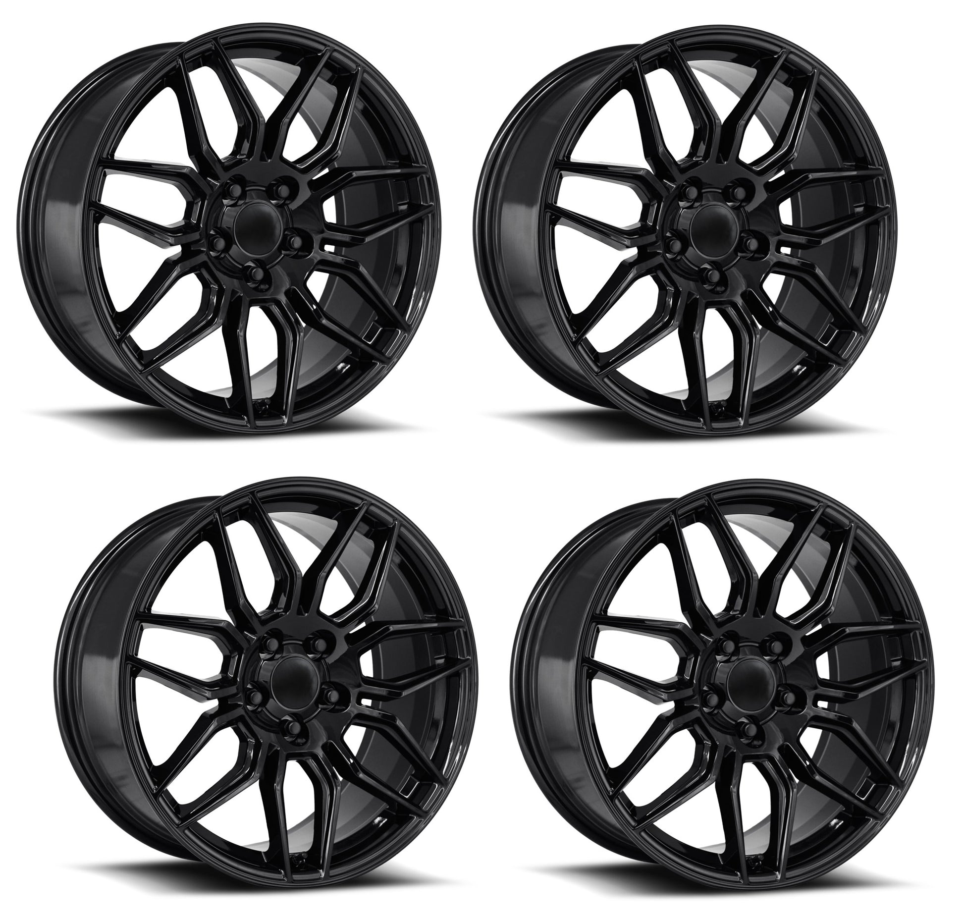 C8 Z06 Corvette Replica Wheels – Gloss Black Complete Set
