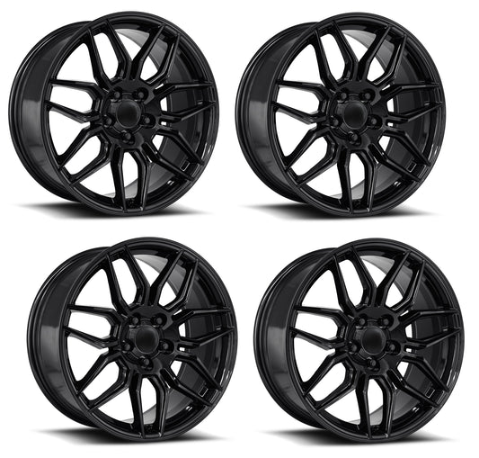 C8 Z06 Corvette Replica Wheels – Gloss Black Complete Set