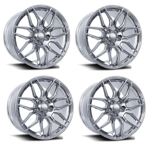 Full set of four C8 Z06 Corvette Spider Replica Wheels - Chrome