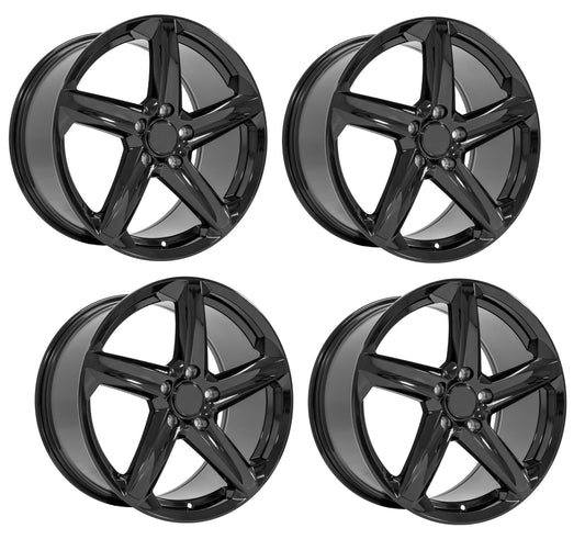 Complete Set of four C8 Corvette Gloss Black Replica Wheels