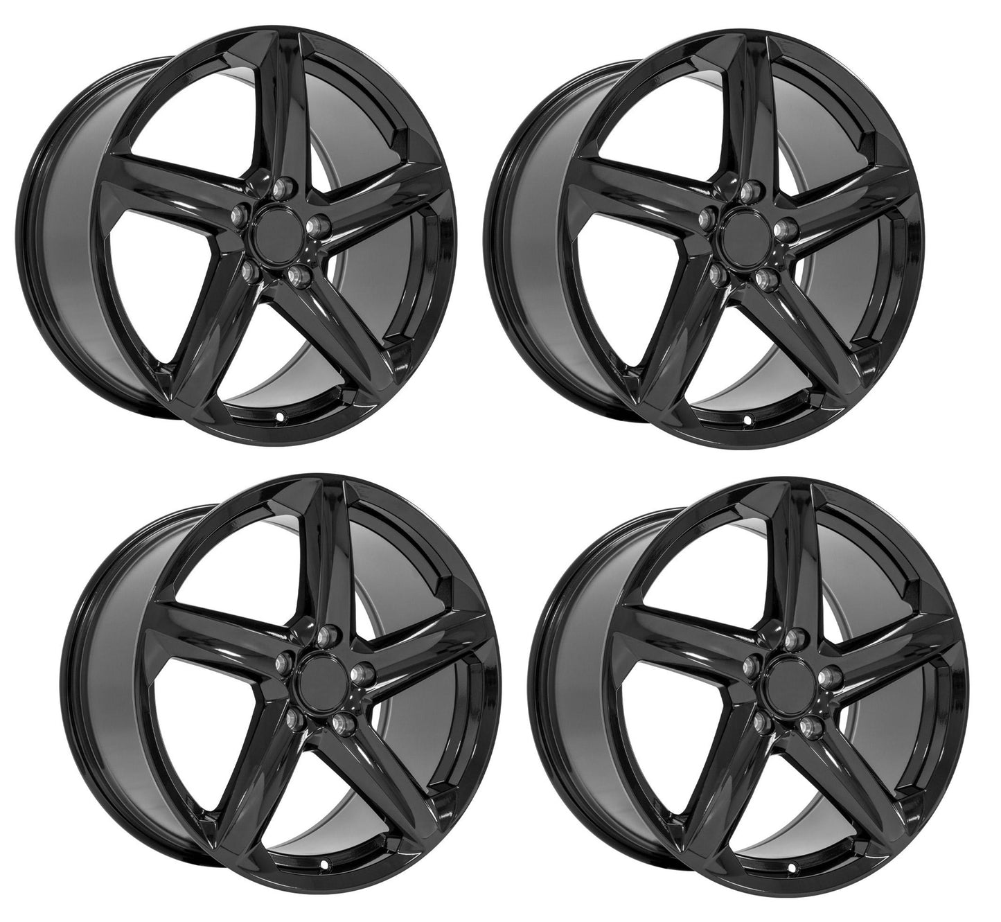 Complete Set of four C8 Corvette Z06 Gloss Black Replica Wheels