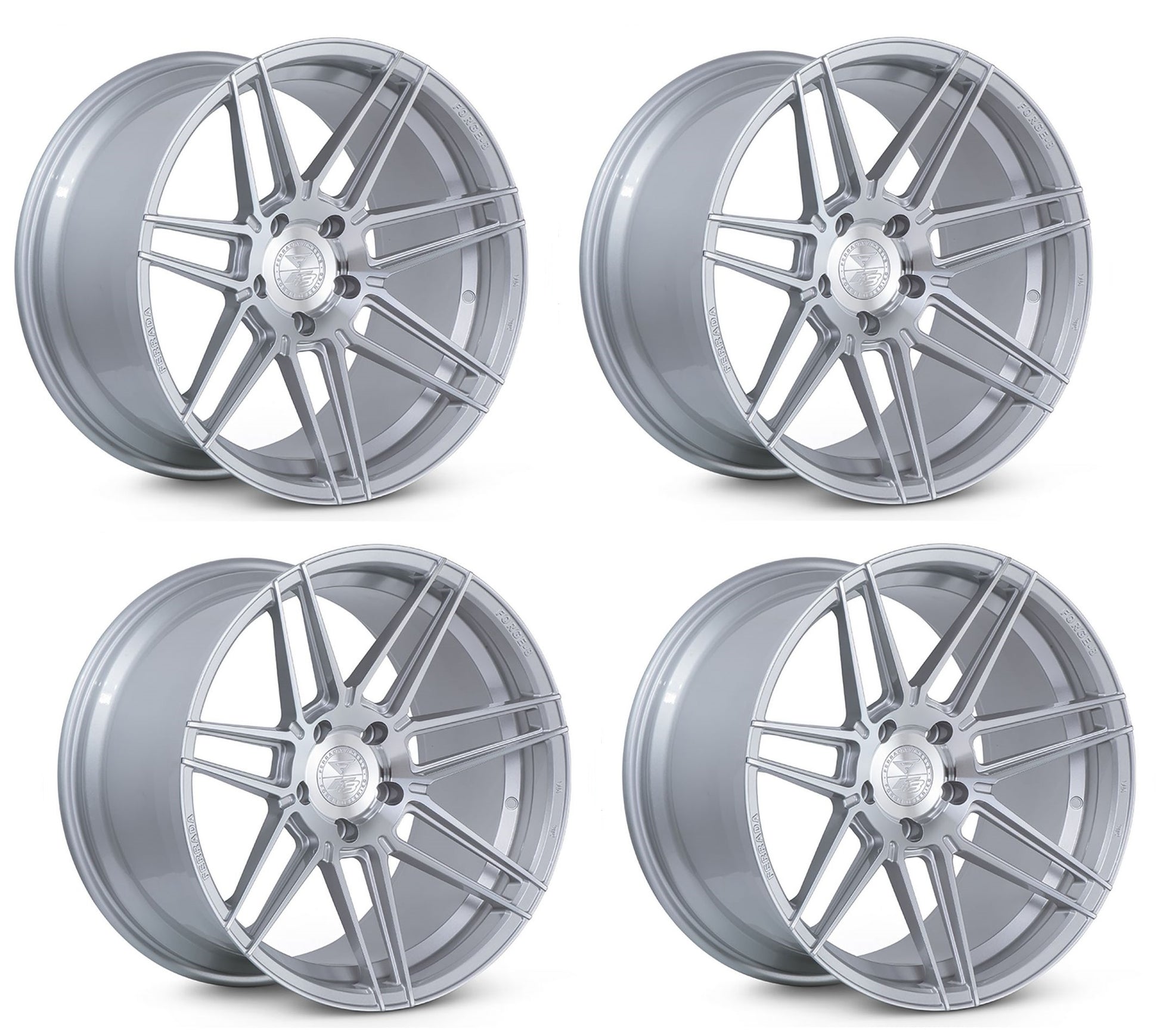 Corvette Wheels: Ferrada Forge-8 FR6 - Machine Silver (Set)