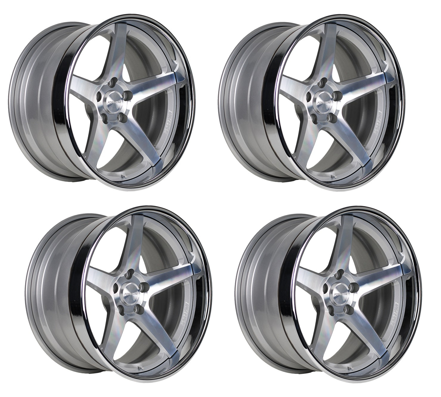 Corvette Forgeline CF3C Wheels - Brushed w/ Polished Lip (Set)